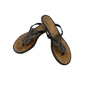 Sperry Top Sider Loraine Womens 8.5 M Cork Woven Heel‎ Thong Sandals Flip Flops
